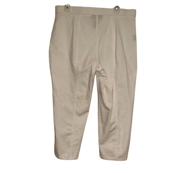 Style & Co White Stretch Flat Front Pull On Mid-Rise Chino Pants Ladies Large - Picture 2 of 9